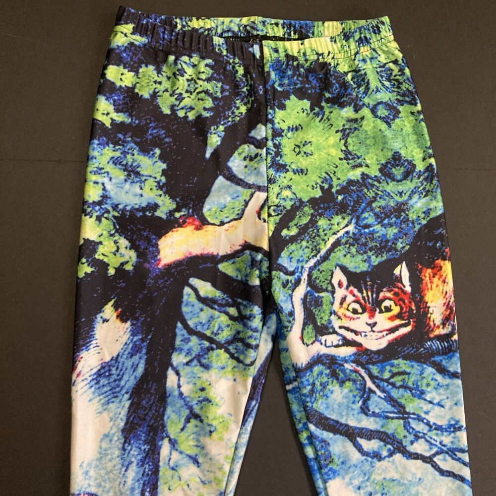 Alice In Wonderland Cheshire Cat Stretch Funky Leggings Size XS-S - Picture 2 of 8